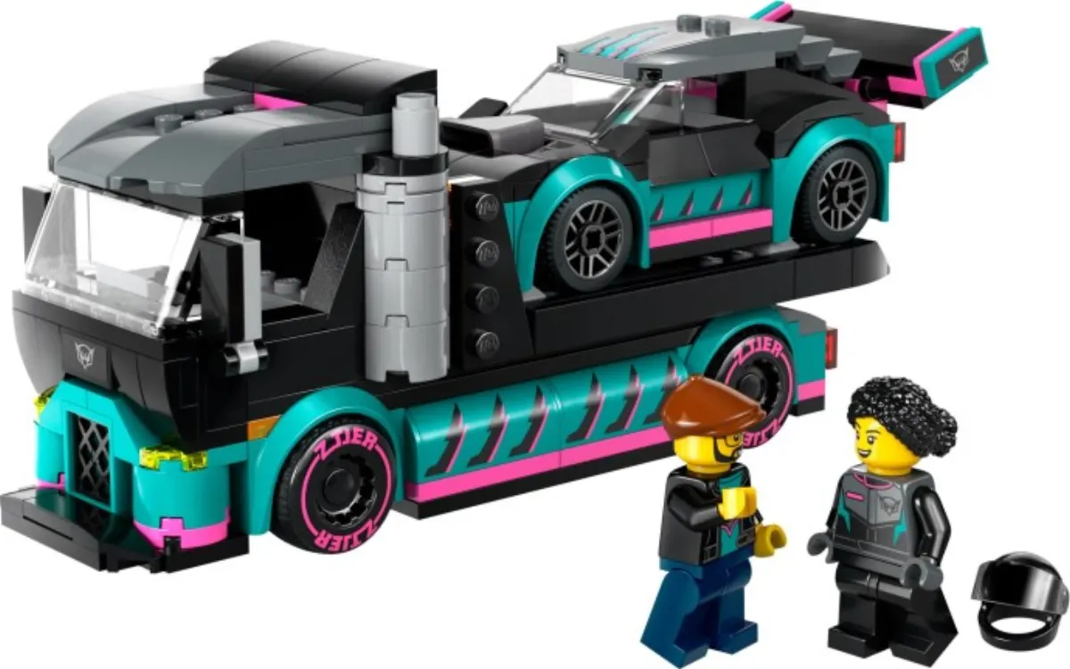 Race Car and Car Carrier Truck set photo