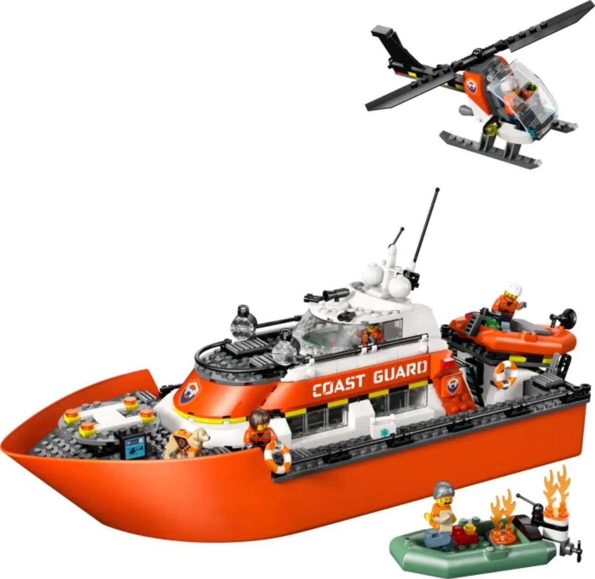 Coast Guard Rescue Boat & Helicopter set photo