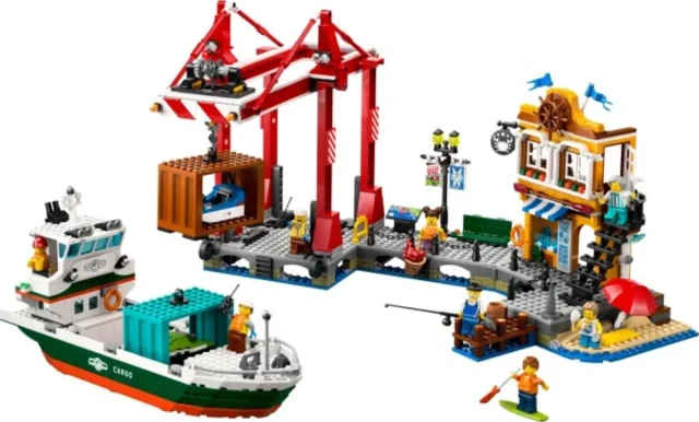 Seaside Harbor with Cargo Ship