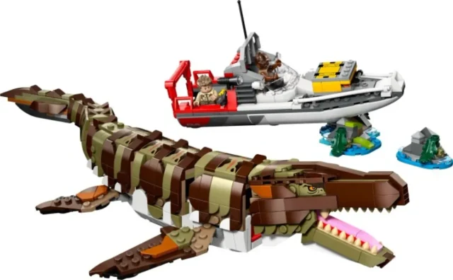 Brick-Built Mosasaurus Boat Mission